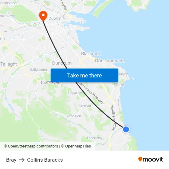 Bray to Collins Baracks map