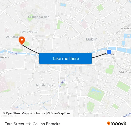 Tara Street to Collins Baracks map
