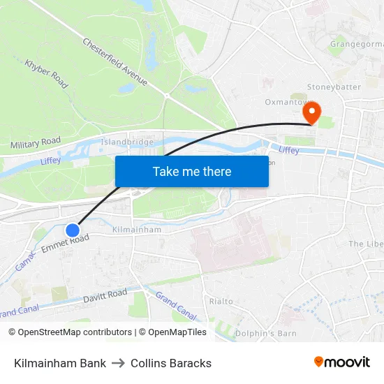 Kilmainham Bank to Collins Baracks map