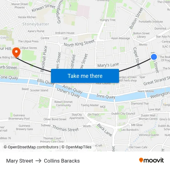 Mary Street to Collins Baracks map