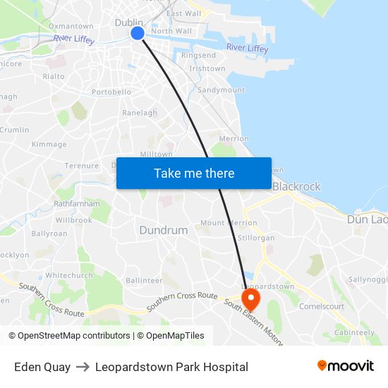 Eden Quay to Leopardstown Park Hospital map