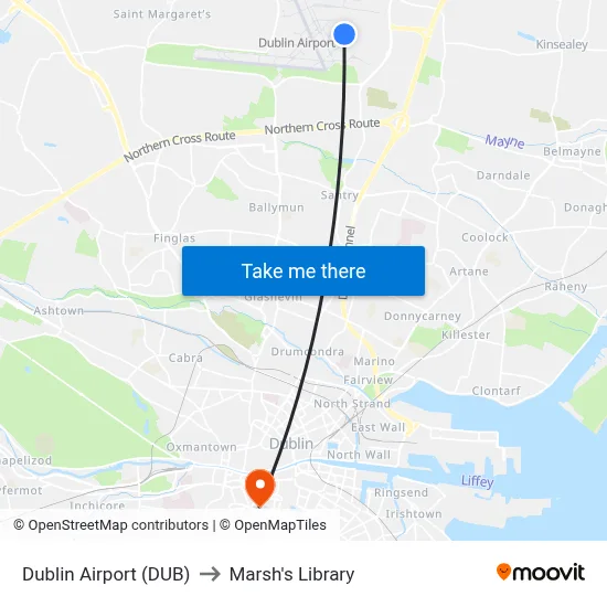 Dublin Airport (DUB) to Marsh's Library map