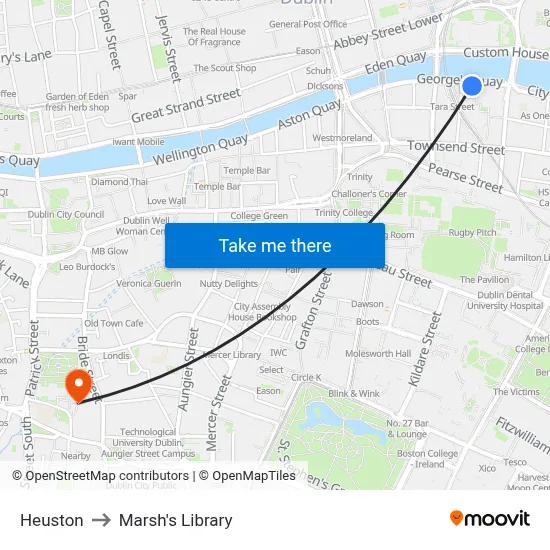 Heuston to Marsh's Library map