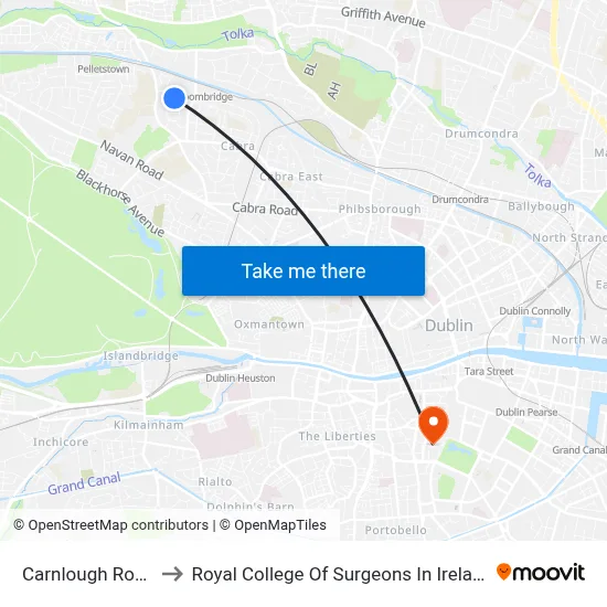 Carnlough Road to Royal College Of Surgeons In Ireland map