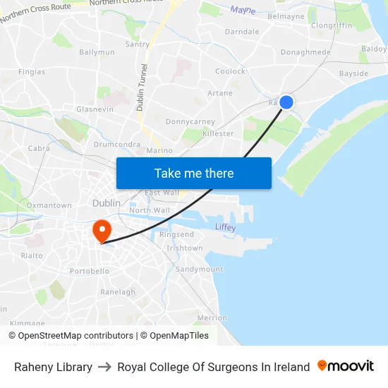 Raheny Library to Royal College Of Surgeons In Ireland map