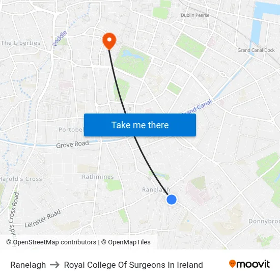 Ranelagh to Royal College Of Surgeons In Ireland map