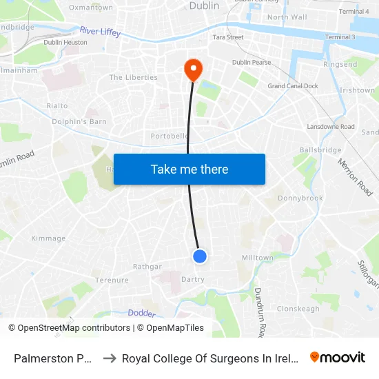 Palmerston Park to Royal College Of Surgeons In Ireland map