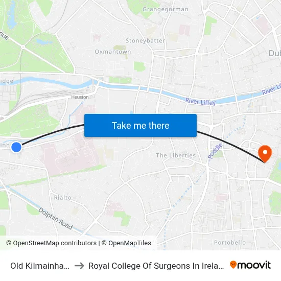 Old Kilmainham to Royal College Of Surgeons In Ireland map