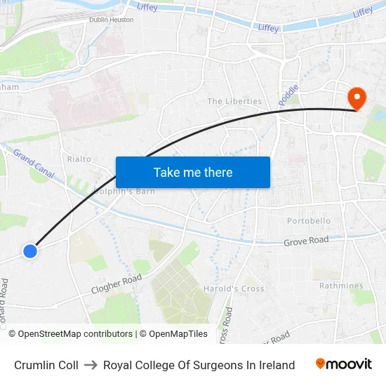 Crumlin Coll to Royal College Of Surgeons In Ireland map