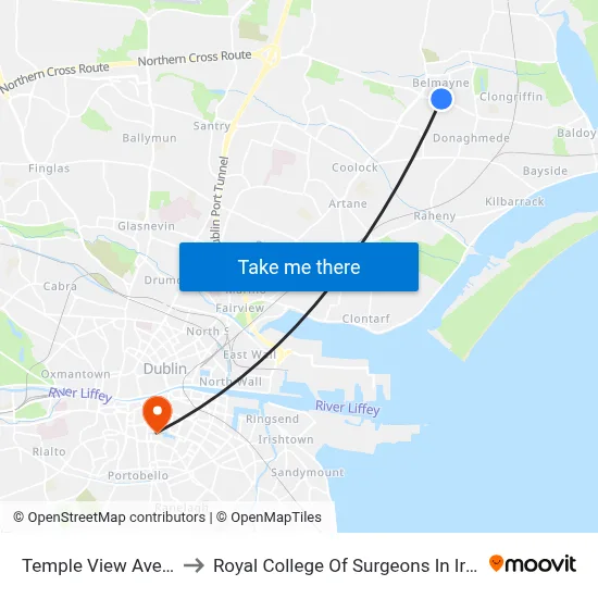 Temple View Avenue to Royal College Of Surgeons In Ireland map