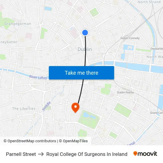 Parnell Street to Royal College Of Surgeons In Ireland map