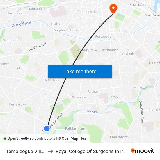 Templeogue Village to Royal College Of Surgeons In Ireland map