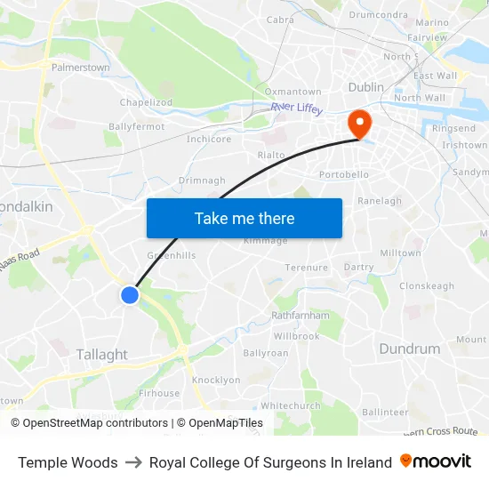 Temple Woods to Royal College Of Surgeons In Ireland map