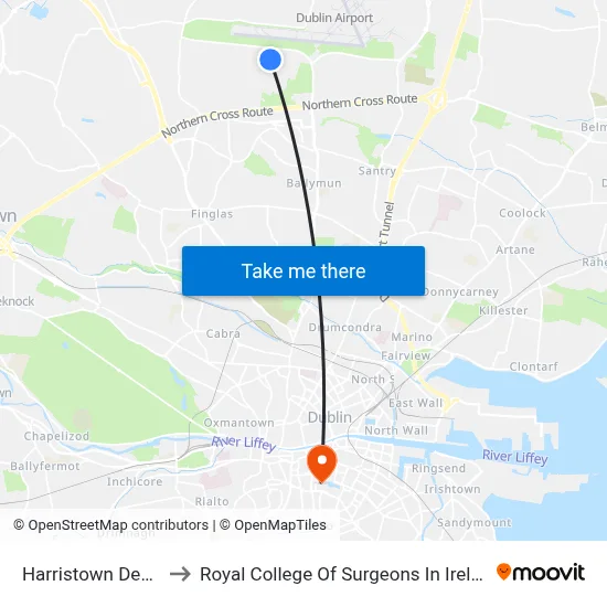 Harristown Depot to Royal College Of Surgeons In Ireland map
