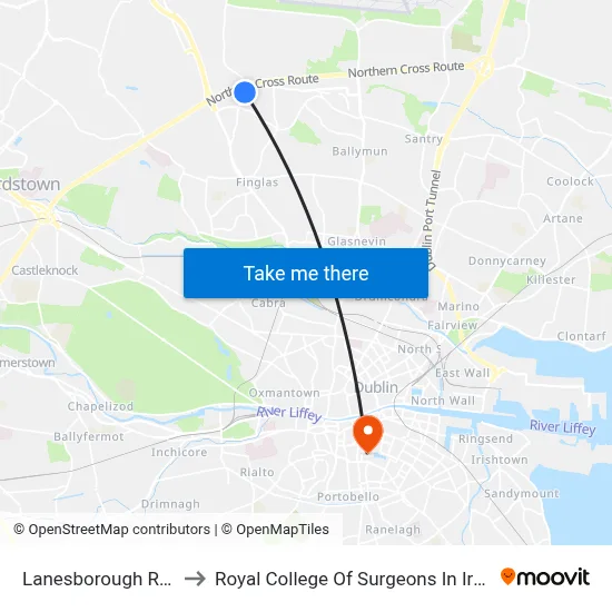 Lanesborough Road to Royal College Of Surgeons In Ireland map
