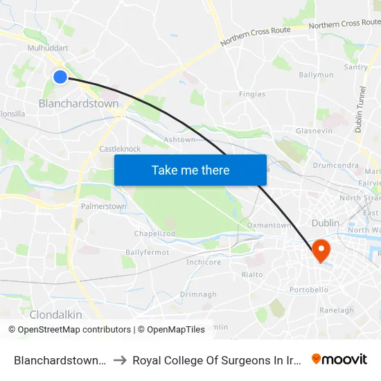 Blanchardstown Ctr to Royal College Of Surgeons In Ireland map