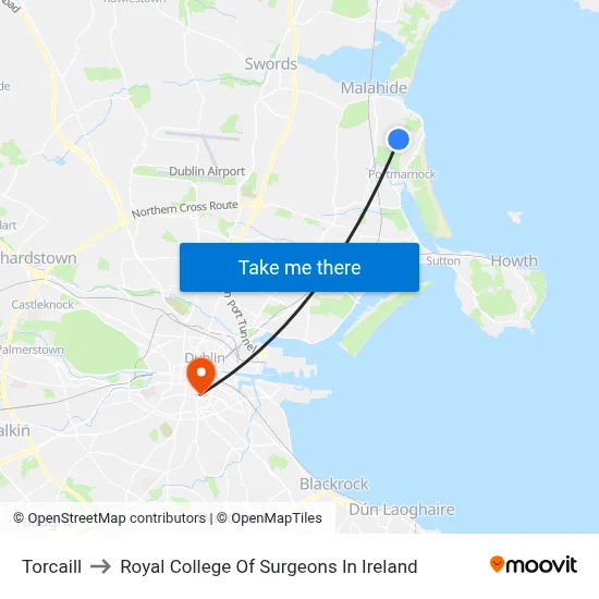 Torcaill to Royal College Of Surgeons In Ireland map