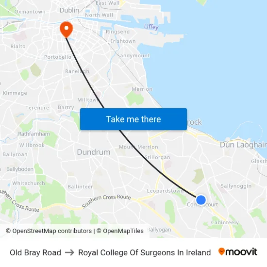 Old Bray Road to Royal College Of Surgeons In Ireland map