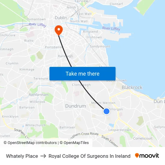 Whately Place to Royal College Of Surgeons In Ireland map