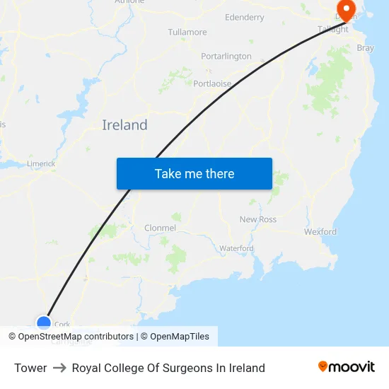 Tower to Royal College Of Surgeons In Ireland map