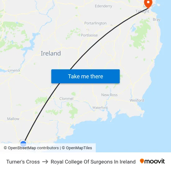 Turner's Cross to Royal College Of Surgeons In Ireland map