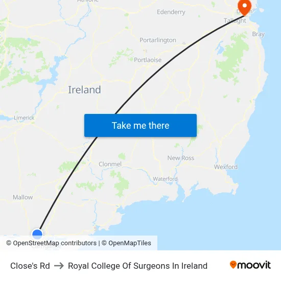 Close's Rd to Royal College Of Surgeons In Ireland map