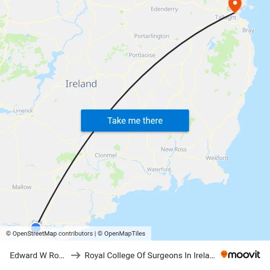 Edward W Road to Royal College Of Surgeons In Ireland map