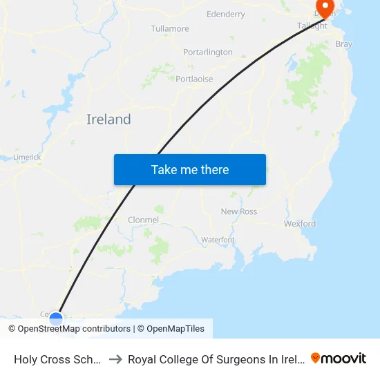 Holy Cross School to Royal College Of Surgeons In Ireland map