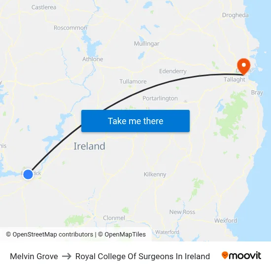 Melvin Grove to Royal College Of Surgeons In Ireland map