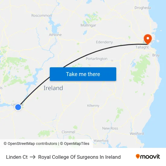 Linden Ct to Royal College Of Surgeons In Ireland map