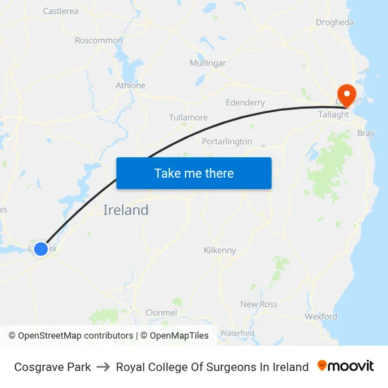 Cosgrave Park to Royal College Of Surgeons In Ireland map