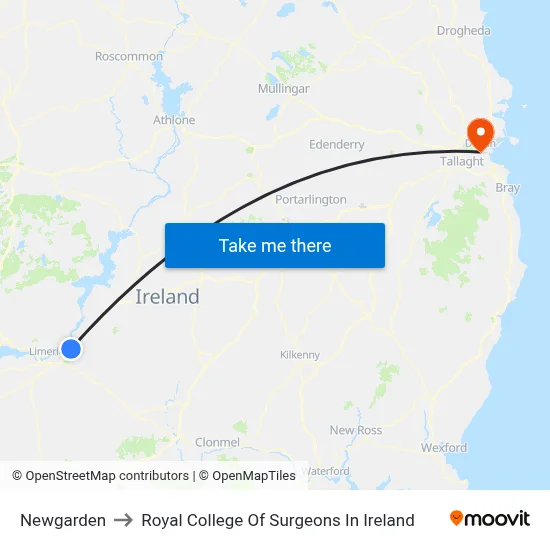 Newgarden to Royal College Of Surgeons In Ireland map