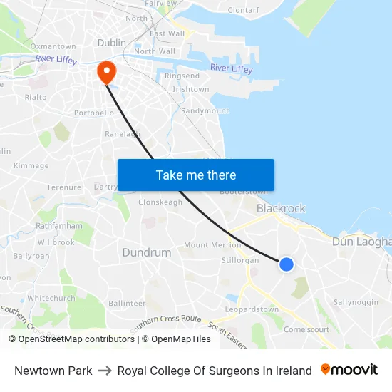 Newtown Park to Royal College Of Surgeons In Ireland map