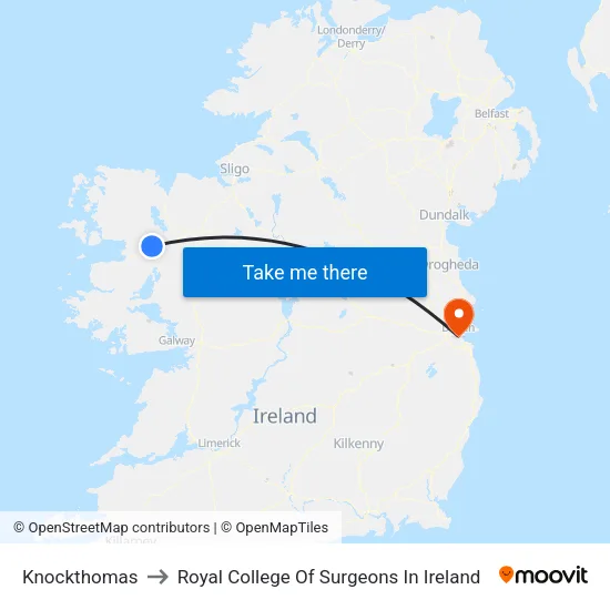 Knockthomas to Royal College Of Surgeons In Ireland map