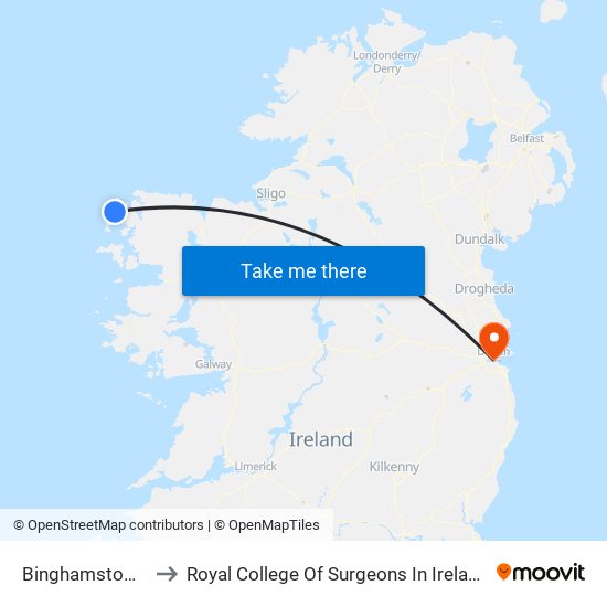 Binghamstown to Royal College Of Surgeons In Ireland map