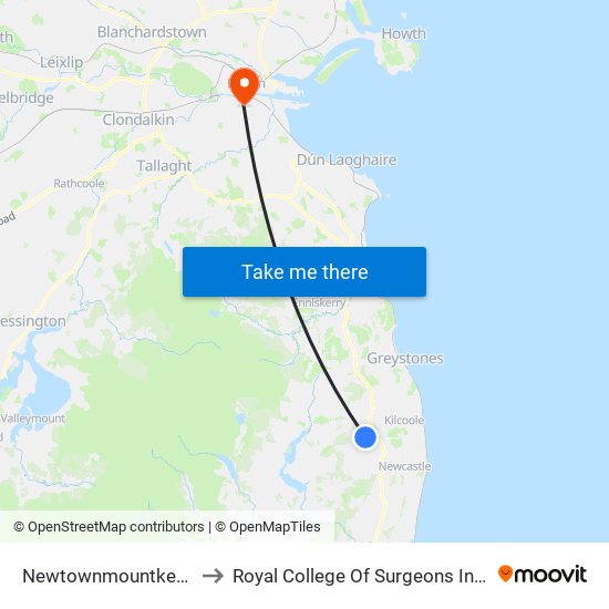 Newtownmountkennedy to Royal College Of Surgeons In Ireland map