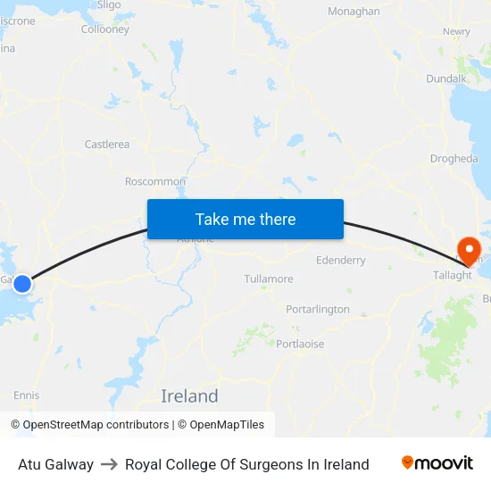 Atu Galway to Royal College Of Surgeons In Ireland map