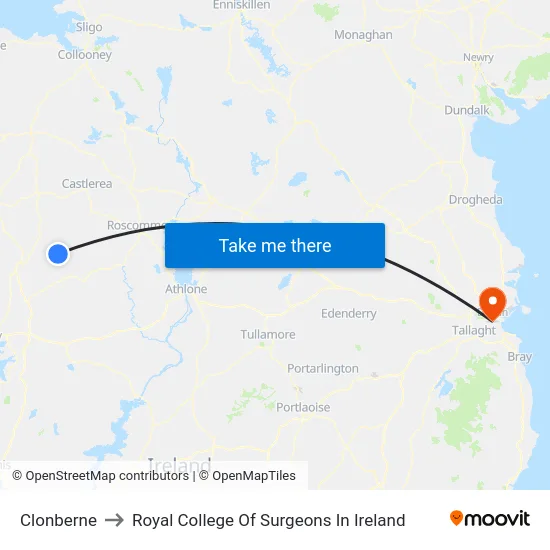 Clonbern to Royal College Of Surgeons In Ireland map