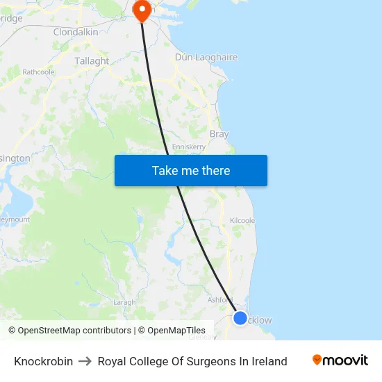 Knockrobin to Royal College Of Surgeons In Ireland map