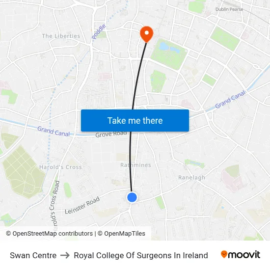 Swan Centre to Royal College Of Surgeons In Ireland map