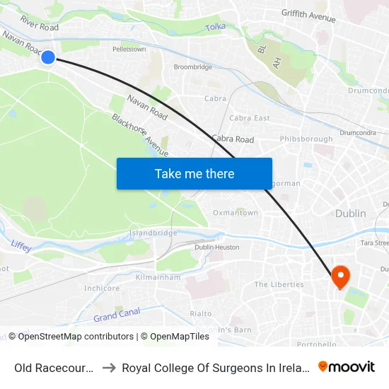 Old Racecourse to Royal College Of Surgeons In Ireland map