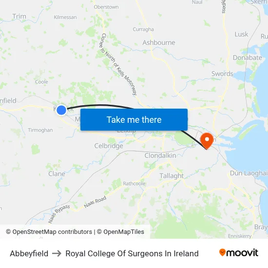 Abbeyfield to Royal College Of Surgeons In Ireland map