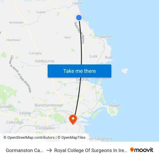 Gormanston Camp to Royal College Of Surgeons In Ireland map