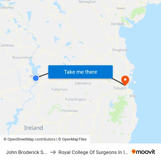 John Broderick Street to Royal College Of Surgeons In Ireland map