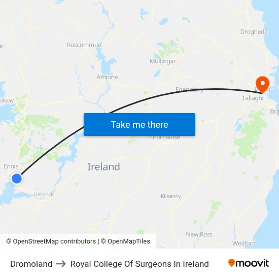 Dromoland to Royal College Of Surgeons In Ireland map