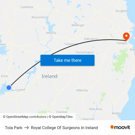 Tola Park to Royal College Of Surgeons In Ireland map