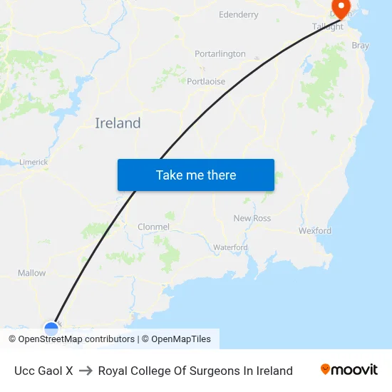 Ucc Gaol X to Royal College Of Surgeons In Ireland map