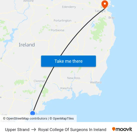 Upper Strand to Royal College Of Surgeons In Ireland map
