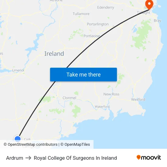 Ardrum to Royal College Of Surgeons In Ireland map