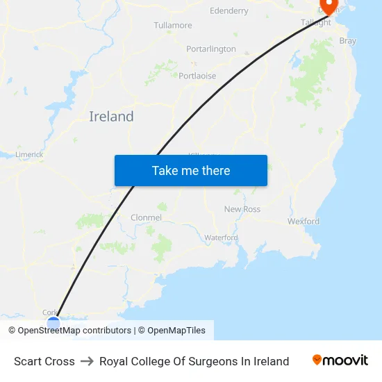 Scart Cross to Royal College Of Surgeons In Ireland map